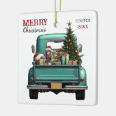 Coonhound Dog Retro Truck Kerstmis Keramisch Ornament (Links)