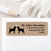 Coonhound Dog Silhouettes met hartadres Etiket (Insitu)