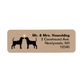 Coonhound Dog Silhouettes met hartadres Etiket (Voorkant)