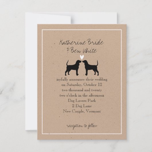 Coonhound Dog Silhouettes Wedding Invitation Kaart (Voorkant)