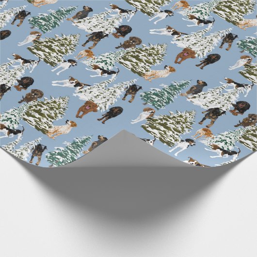 Coonhound Forest blue Cadeaupapier (Hoek)