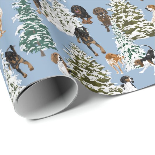 Coonhound Forest blue Cadeaupapier (Rol Hoek)