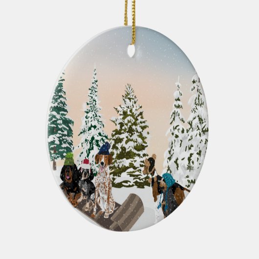 Coonhound-hoeden Keramisch Ornament (Rechts)