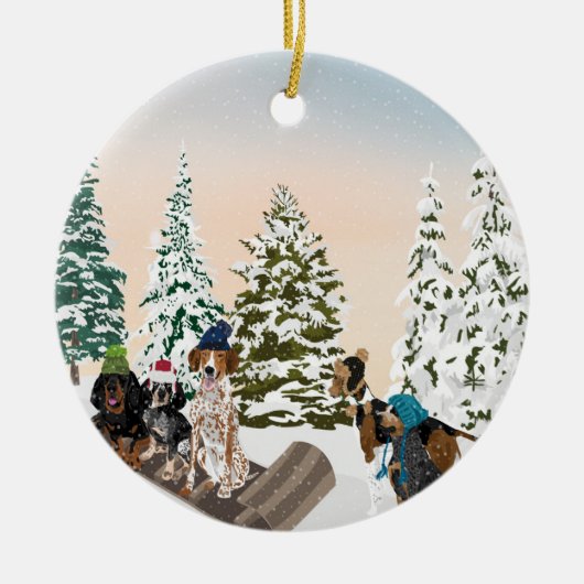 Coonhound-hoeden Keramisch Ornament (Voorkant)