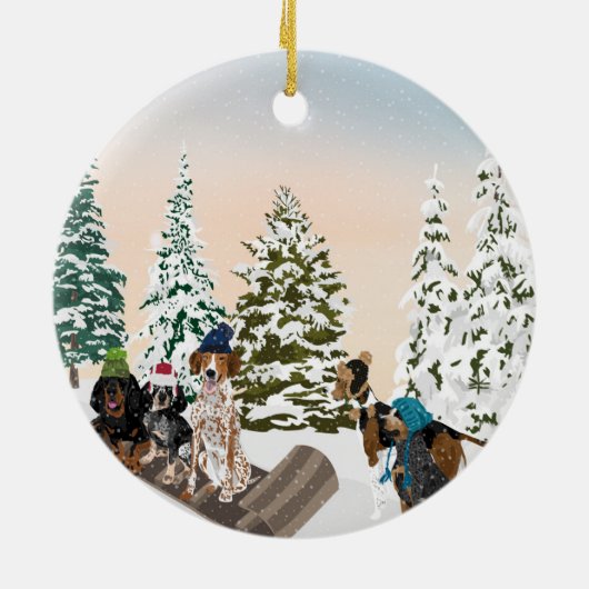 Coonhound-hoeden Keramisch Ornament (Achterkant)