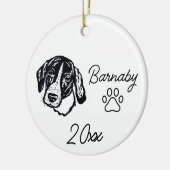Coonhound-hond Aangepaste naam & Jaar Lijntekening Keramisch Ornament (Links)