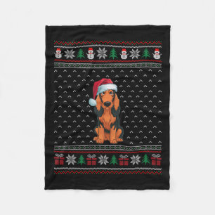 Coonhound Hond Dragen Santa Hat Lelijke Xmas Hond  Fleece Deken