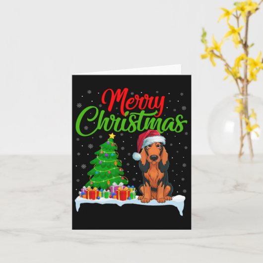 Coonhound Hond Kerstboom Lights Xmas Coonhound Kaart (Gele Bloem)