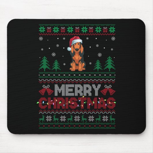 Coonhound Hondenliefhebbers Santa Hat Kerstboom Li Muismat (Voorkant)