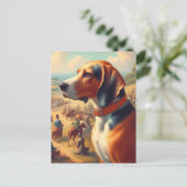 coonhound hondenschilderij briefkaart (Staand voorkant)