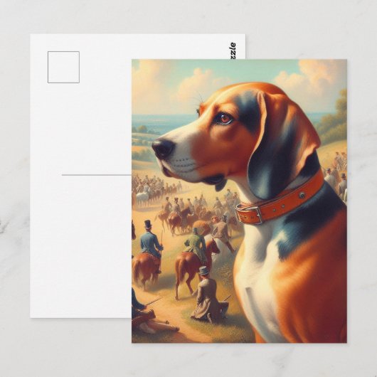 coonhound hondenschilderij briefkaart (Voorkant / Achterkant)