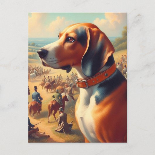 coonhound hondenschilderij briefkaart (Voorkant)
