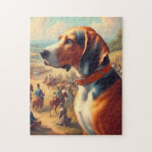  coonhound hondenschilderij legpuzzel (Verticaal)