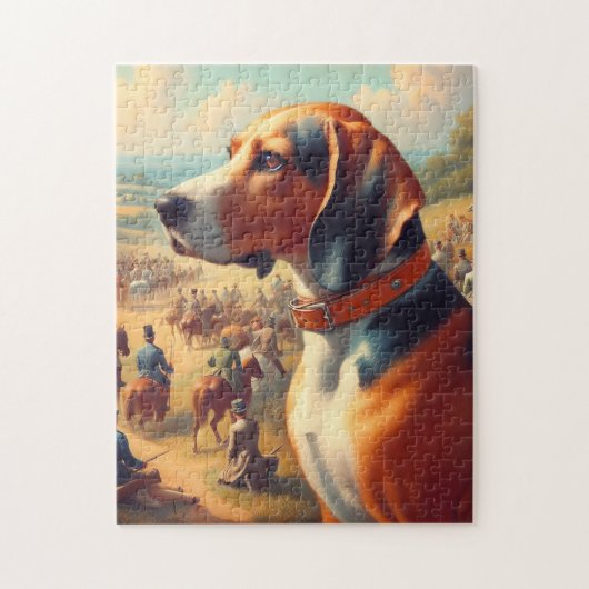  coonhound hondenschilderij legpuzzel (Verticaal)