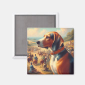  coonhound hondenschilderij magneet (Voorkant / Achterkant)