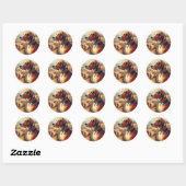 coonhound hondenschilderij ronde sticker (Vel)