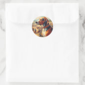 coonhound hondenschilderij ronde sticker (Tas)