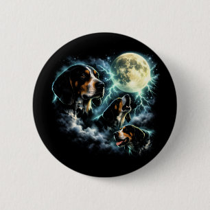 Coonhound huilt onder de maan Landelijke hond Ronde Button 5,7 Cm