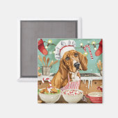 Coonhound Kerstbak: Festieve Kerstmis Magneet (Voorkant / Achterkant)