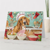 Coonhound Kerstbakfeest: Festieve Kerstmis Kaart (Voorkant)