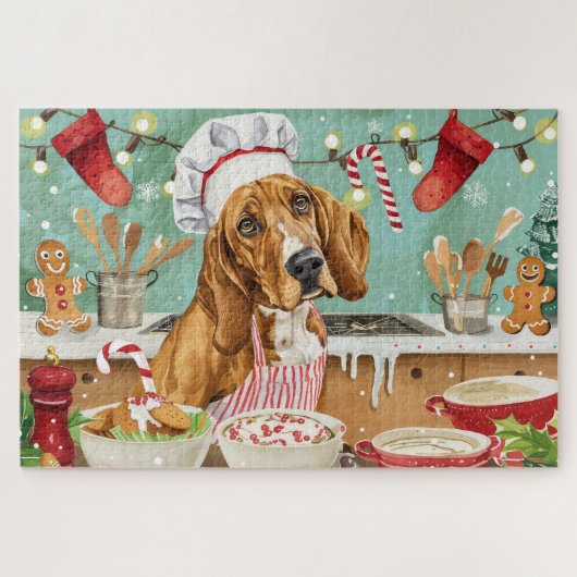 Coonhound Kerstbakfeest: Festieve Kerstmis Legpuzzel (Horizontaal)