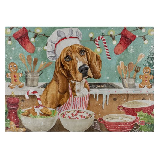 Coonhound Kerstbakfeest: Festieve Kerstmis Snijplank (Voorkant)