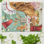 Coonhound Kerstbakfeest: Festieve Kerstmis Theedoek (Gevouwen)