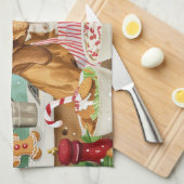 Coonhound Kerstbakfeest: Festieve Kerstmis Theedoek (Quarter Fold)