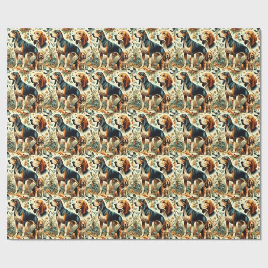  coonhound naadloos schilderen cadeaupapier (Vlak)