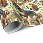  coonhound naadloos schilderen cadeaupapier (Rol Hoek)