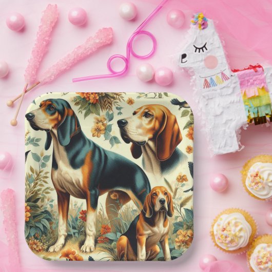  coonhound naadloos schilderen papieren bordje (Feest)