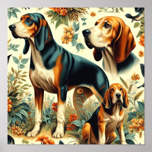 coonhound naadloos schilderen poster (Voorkant)