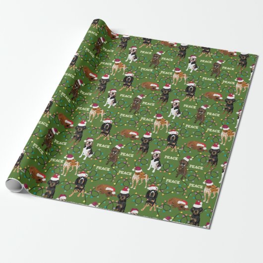 Coonhound Santa Green Cadeaupapier (Uitgerold)