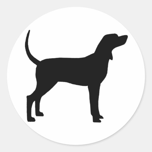 Coonhound Silhouette (zwart) Ronde Sticker (Voorkant)