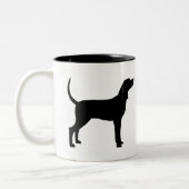 Coonhound Silhouette (zwart) Tweekleurige Koffiemok (Links)