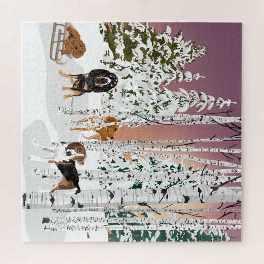 Coonhound Snow Play Legpuzzel (Horizontaal)