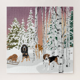 Coonhound Snow Play Legpuzzel