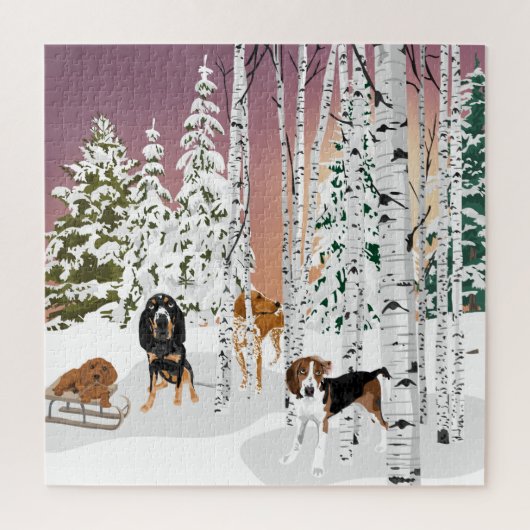 Coonhound Snow Play Legpuzzel (Verticaal)