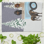 Coonhound Truck in de sneeuw Theedoek (Gevouwen)