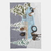 Coonhound Truck in de sneeuw Theedoek (Verticaal)