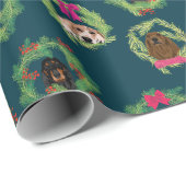 Coonhound Wreaths marine Cadeaupapier (Rol Hoek)