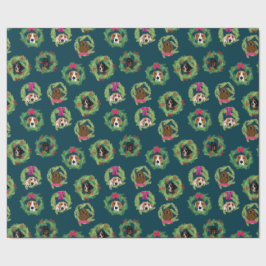 Coonhound Wreaths marine Cadeaupapier