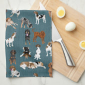 Coonhounds op Blauwgroen donker Theedoek (Quarter Fold)