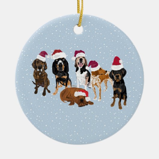 Coonhounds Santa Keramisch Ornament (Voorkant)