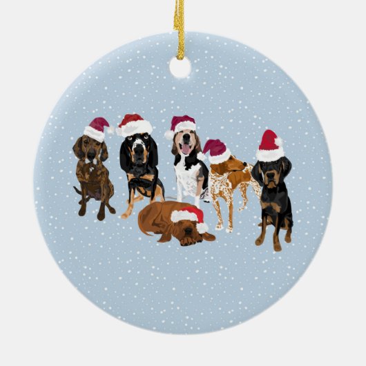 Coonhounds Santa Keramisch Ornament (Achterkant)