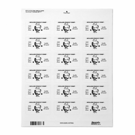 " coop " - kippen " - retouradres etiket (Full Sheet)