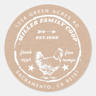 " coop " - kippen " - retouradres ronde sticker