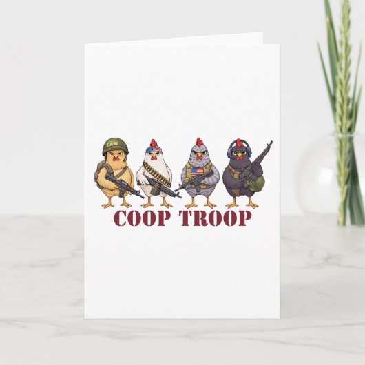 Coop Troop Funny 4th of July Military Hens  Kaart (Voorkant)