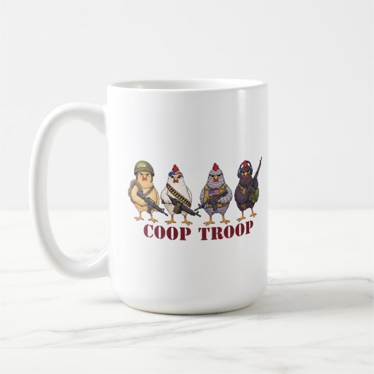 Coop Troop Funny 4th of July Military Hens  Koffiemok (Links)