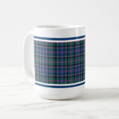 Cooper Clan Scottish Tartan Green en Blue Pset Koffiemok (Voorkant links)